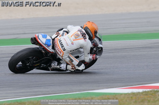 2010-06-26 Misano 1106 Rio - Supersport - Free Practice - Gino Rea - Honda CBR600RR
